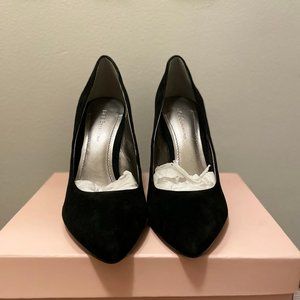 BCBG Black Suede Clarice Block Heels